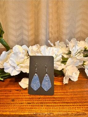 Blue Textured Boho Earrings